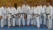  Sensei Neil Rowley (3rd from right) with fellow 4th Dans after passing their Gradings at Bath University Special Dan Course.